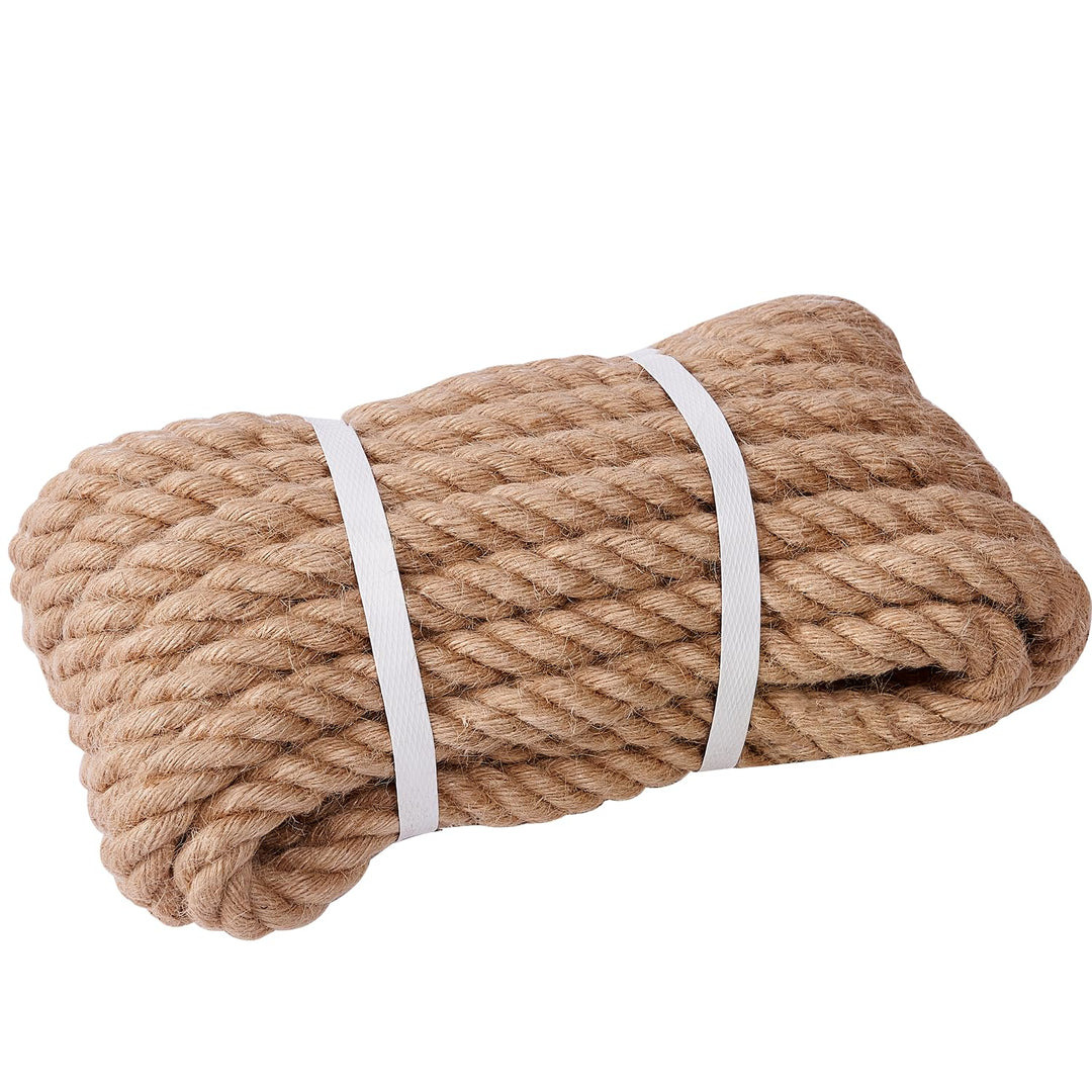 Juteseil 24mm 10M,Natürliche Hanfseil 4-Stränge Dicke Jute Schnur Gedreht Tauwerk Tau Seil für Garte