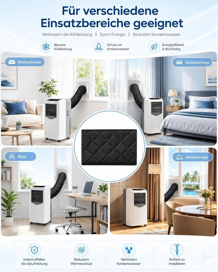 Abluftschlauch Isolierung &amp; abdeckung – für Klimagerät 150cm,Schwarz, Schwarz