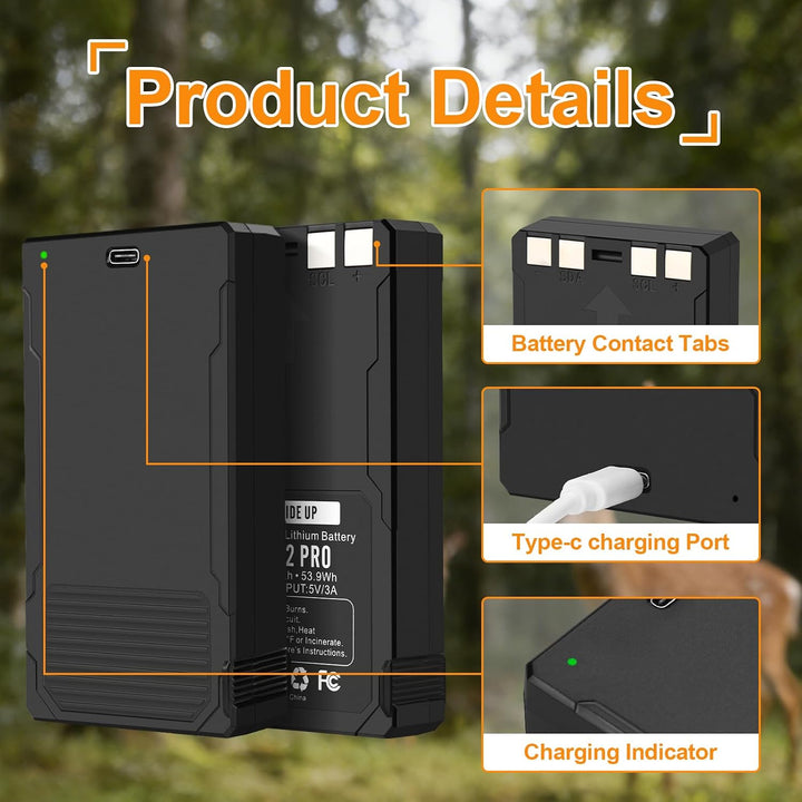 LIT-22 Pro Ersatzakku für Spypoint Flex Series（M，S, G36，Plus） Cellular Trail Camera Black, Black