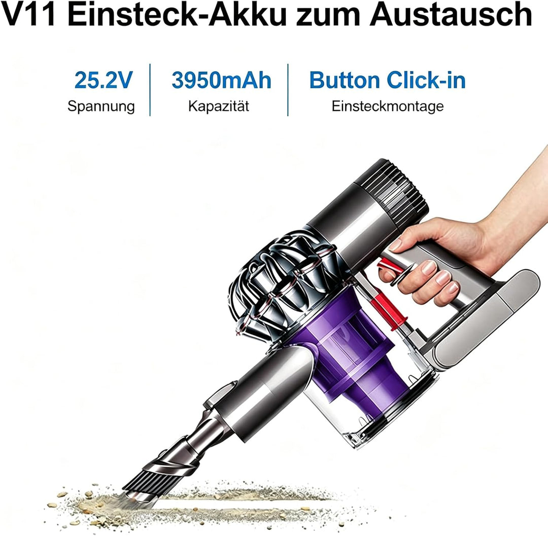 V11 SV17 SV15 Akku für Dyson, 3950mAh 25.2V V11 Ersatz Click-in Akku, kompatibel mit SV15/SV17/Absol