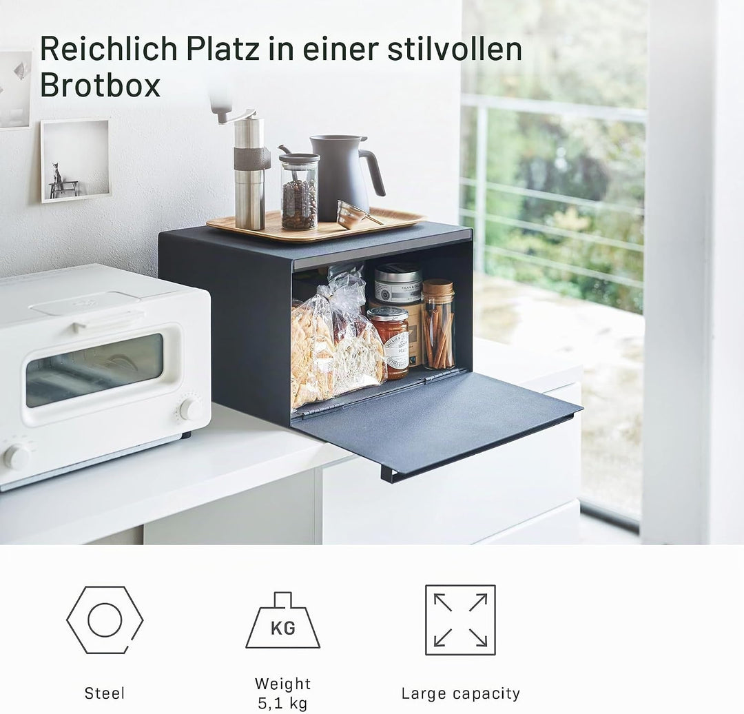 YAMAZAKI 4353 Tower Brotkasten, Stahl, Holz, Silikon,