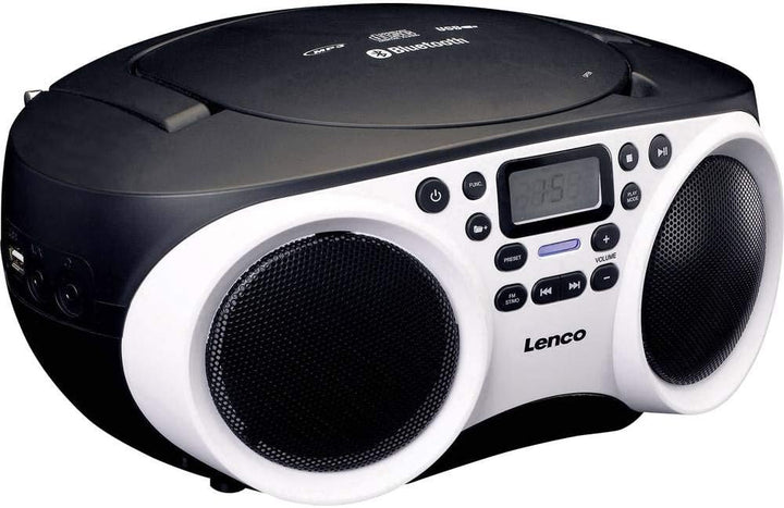 Lenco Radio CD-Player SCD-501 mit Bluetooth und USB in Weiss weiss / schwarz, weiss / schwarz