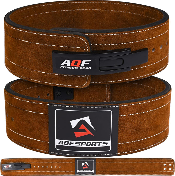 AQF Gewichthebergürtel Lever Schnalle, 4" Breit 10mm Dick Leder Belt - Genehmigt IPL USPA Kraftraini