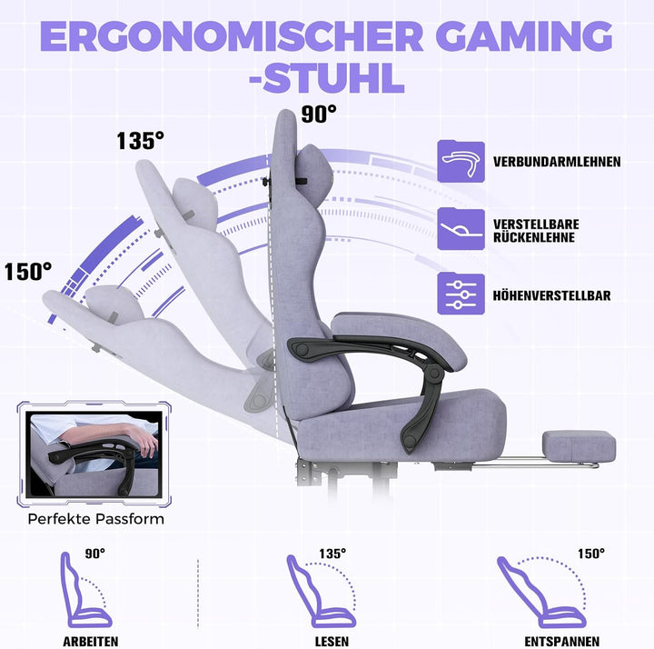 GTPLAYER Gaming Stuhl,Atmungsaktiver Bürostuhl, bürostuhl ergonomisch, Hochwertiger - Stoff,Ergonomi