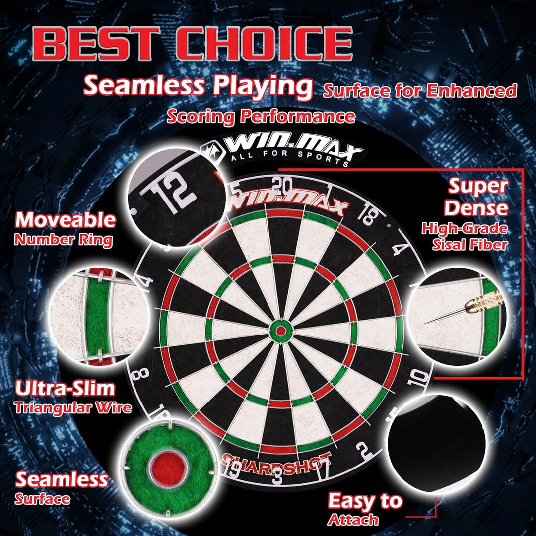 WIN.MAX Dartscheibe Kork Dartscheibe mit Pfeilen Offizielles Steeldartscheibe Dartscheibe Steeldart