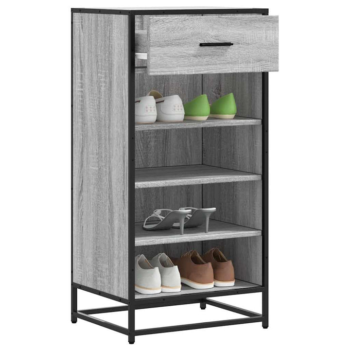 Schuhregal Grau Sonoma 48x38x97,5 cm Holzwerkstoff Metall Rahmen platzsparend Stauraum Organizer für