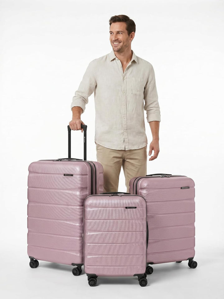 Franky Munich 4.0 Koffer Set | Trolley Hartgepäck - Handgepäck Koffer mit 4 Rollen Einer Dehnfalte,