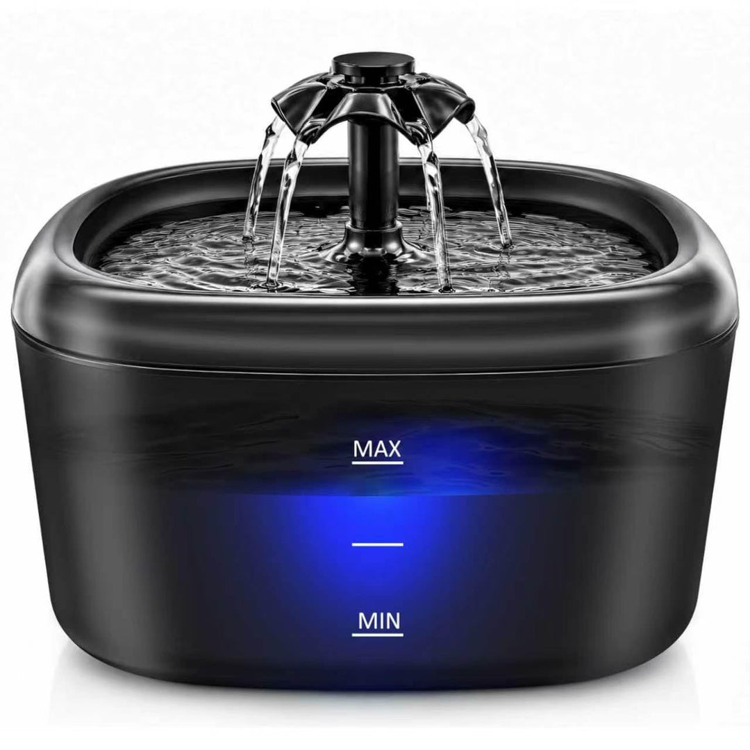 Katzenbrunnen Trinkbrunnen für Katzen und Hunde, 2.2L Automatischer Haustier Wasserbrunnen mit LED-W