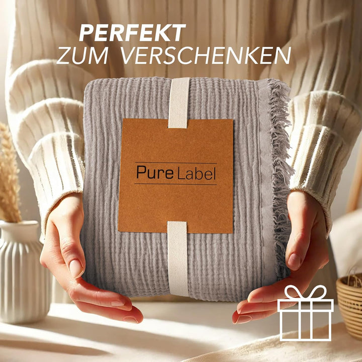 Pure Label 2er Set Musselin Decke 150x200 Taupe aus Baumwolle Taupe 2er Set 150x200 cm, Taupe 2er Se