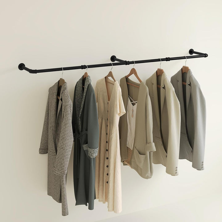Kleiderstange Wandmontage 180cm, Kleiderständer für die Wand, Industrierohr Kleiderstangen, Platzspa