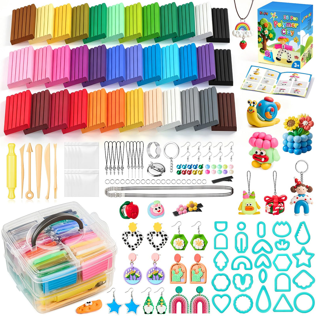 36 Stück Polymer Clay Set, Knete Set mit 24 Ohrringformen