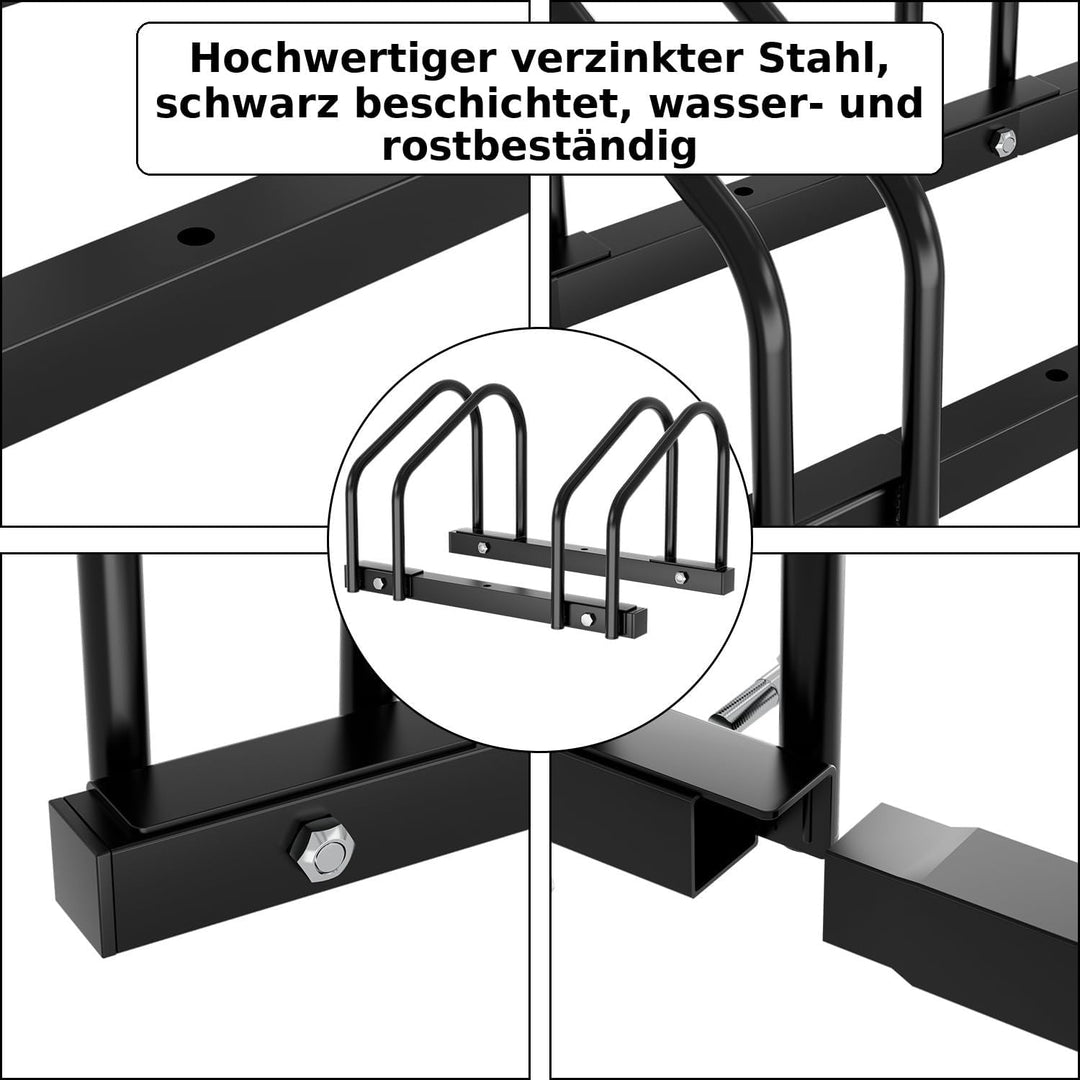 Fahrradständer für 2 Fahrräder, Boden- &amp; Wandmontage, Verzinkter Stahl, Fahrradhalter für 35-55mm Re