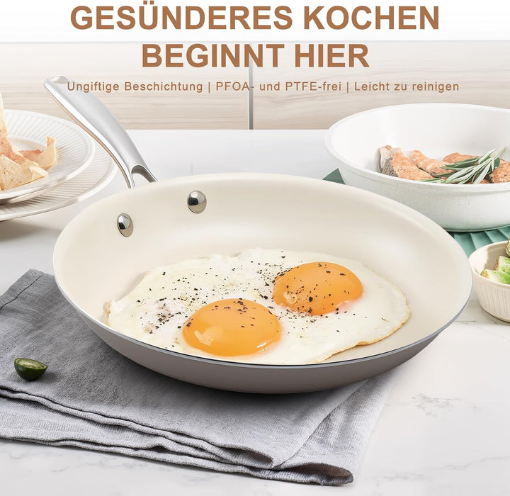 Antihaft Bratpfanne Keramik-beschichtet (23cm+27cm), 23cm+27cm