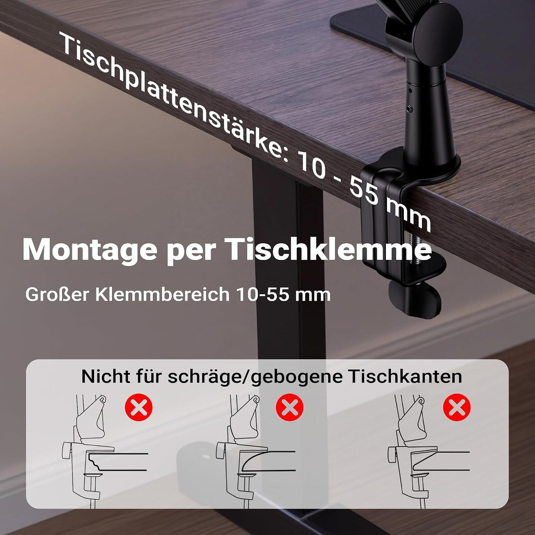 Wiltec Mikrofonarm 80cm Gelenkarm Tischhalterung für 3/8" und 5/8" Mikrofone für Studio und Zuhause