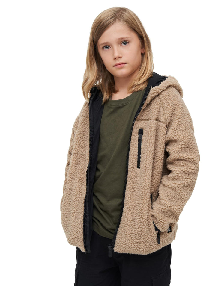 Brandit Kids Teddyfleecejacket Hood, Viele (Tarn-) Farben, Grössen 122 bis 176 122-128 Camel, 122-12