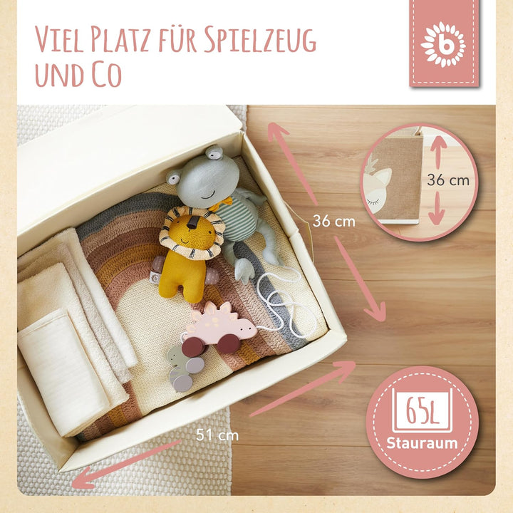 Bieco Faltbox mit Deckel | 65 Liter | ca. 36 x 36 x 51 cm | Spielzeugkiste | Kinder | Kisten | gross