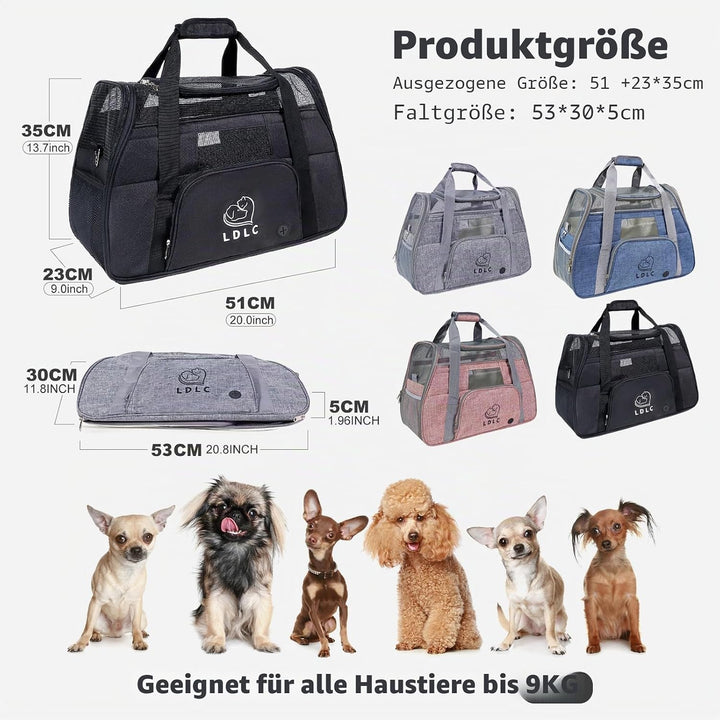 PETCUTE Hundetransportbox,Atmungsaktive Katzen Tragetasche Katze transportbox Tragetaschen mit Weich