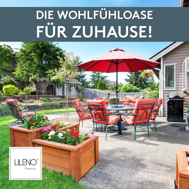 LILENO HOME Gartenstuhl Auflagen als [2er Set - Hochlehner] in Grau gestreift Neu - Bequeme Liegen a