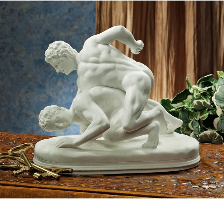 Design Toscano Hellenistische griechische Ringer, Kunstharzgebundene Marmorfigur