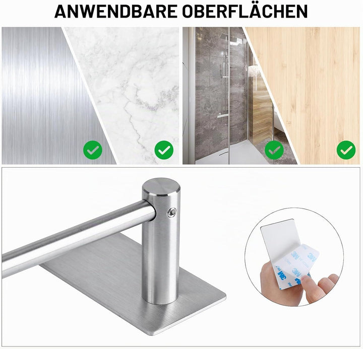 Handtuchhalter Ohne Bohren, Ausziehbar 40-75cm Bad Handtuchstange Selbstklebend Wandmontage, Badetuc