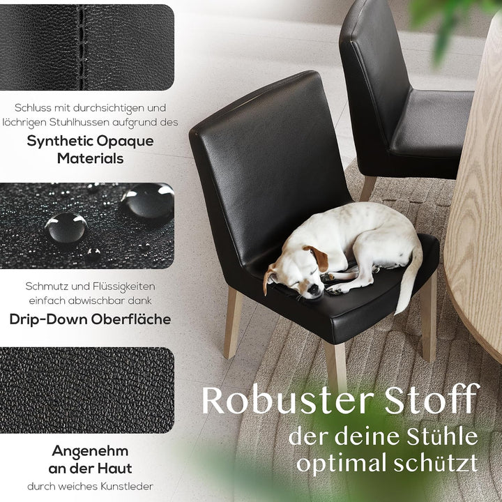Innerspace Stuhlhussen 6er Set in Schwarz | Blickdichte, Wasserabweisende, Elastische Stuhlbezüge fü