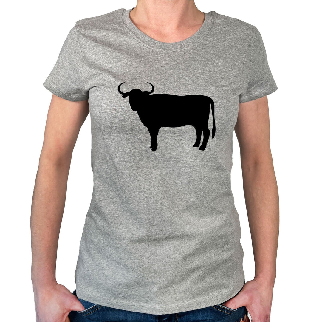 Huuraa Damen T-Shirt Stier Bulle Silhouette Geschenk Grösse XS-XXL Bio Baumwolle Fairtrade Stier Bul
