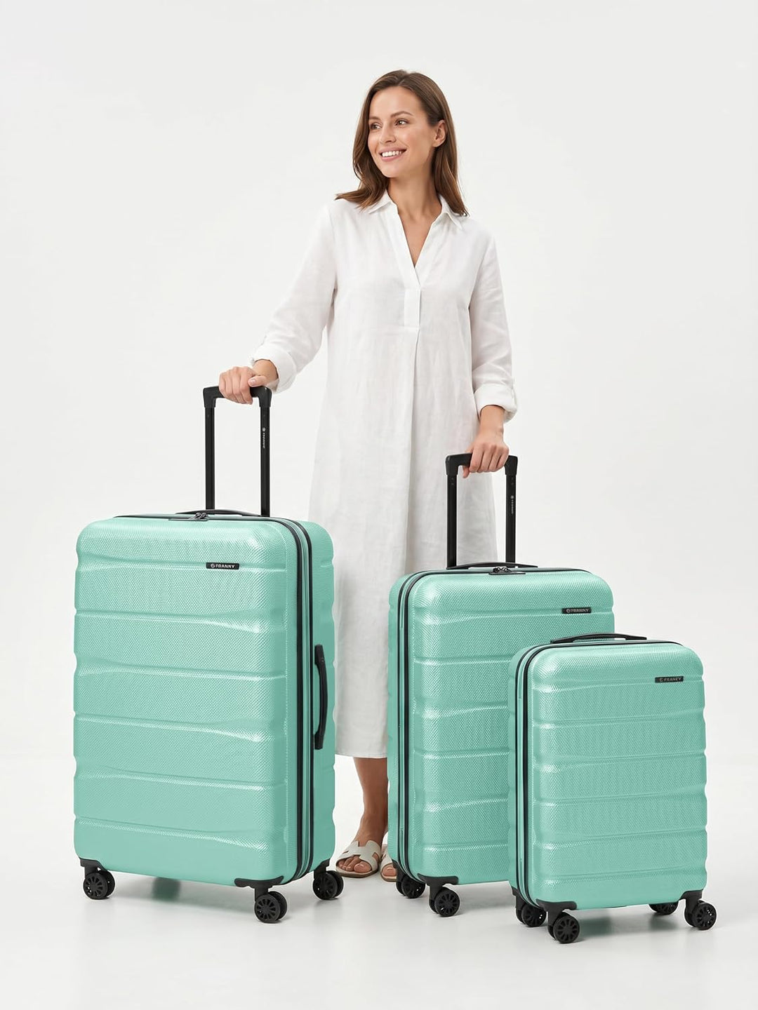 Franky Munich 4.0 Koffer Set | Trolley Hartgepäck - Handgepäck Koffer mit 4 Rollen Einer Dehnfalte,