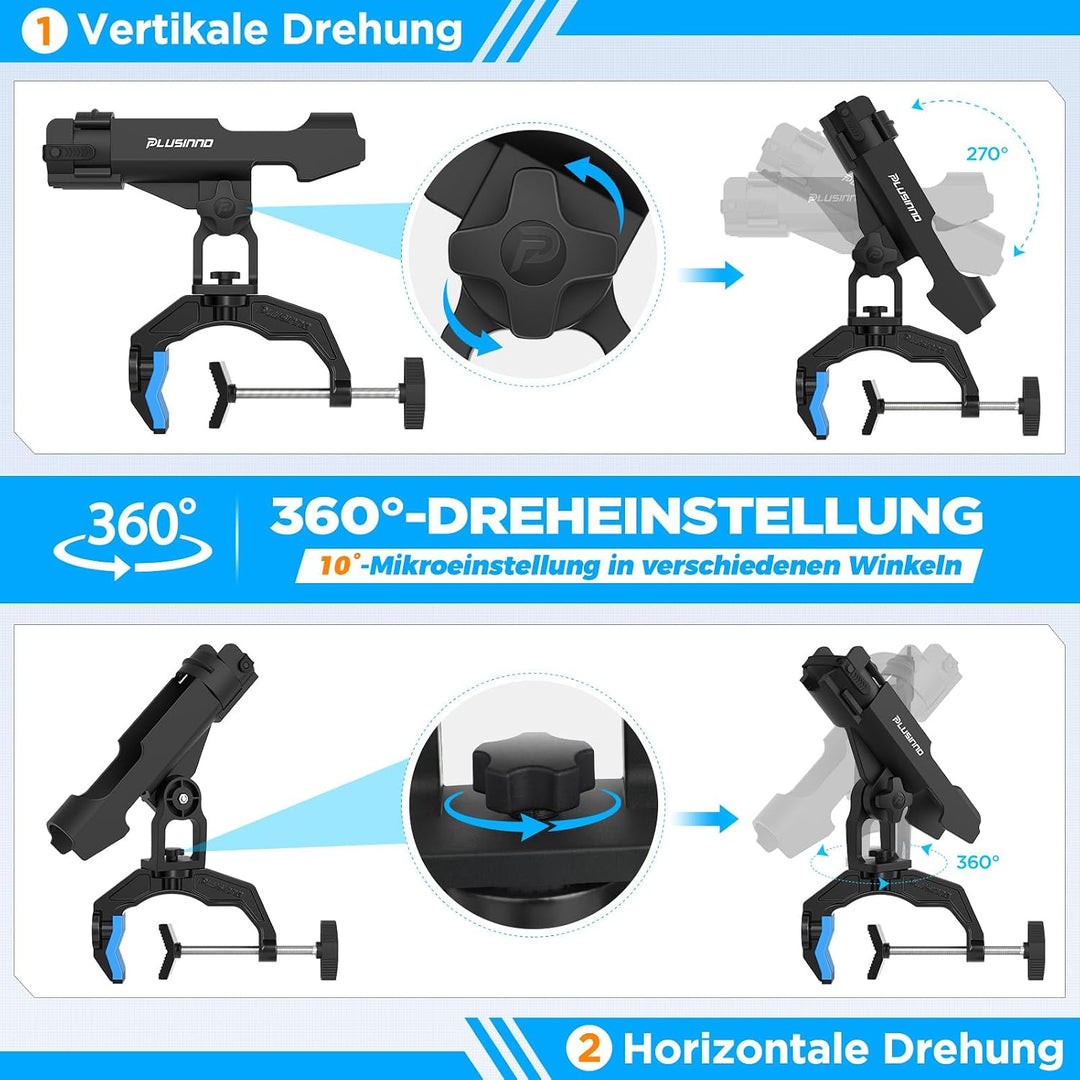 PLUSINNO Angelrutenhalter für Boote, Angelausrüstung mit vergrössertem Clip, innovatives Design in D