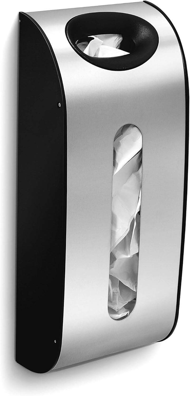 simplehuman KT1166 Einkaufstütenhalter mit Wandhalterung, Müllbeutel Halter, gebürsteter Stahl, 10 J