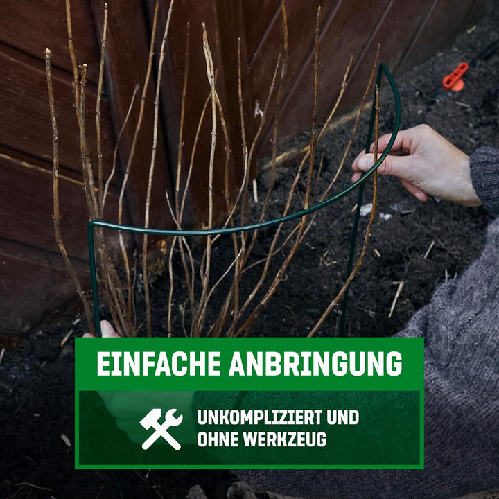 GardenGloss® Strauchstützen aus beschichtetem Stahl (10 Stück) - Staudenhalter halbrund 70cm x 40cm