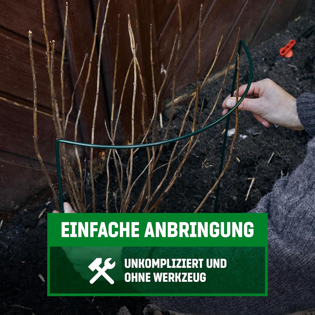 GardenGloss® Strauchstützen aus beschichtetem Stahl (5 Stück) - Staudenhalter halbrund 35cm x 40cm -