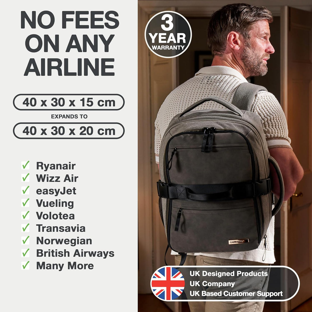 Cabin Max Handgepäck Rucksack Reiserucksack Ryanair Handgepäck 40x30x20 24L 40x30x20cm Grau Bp, 40x3