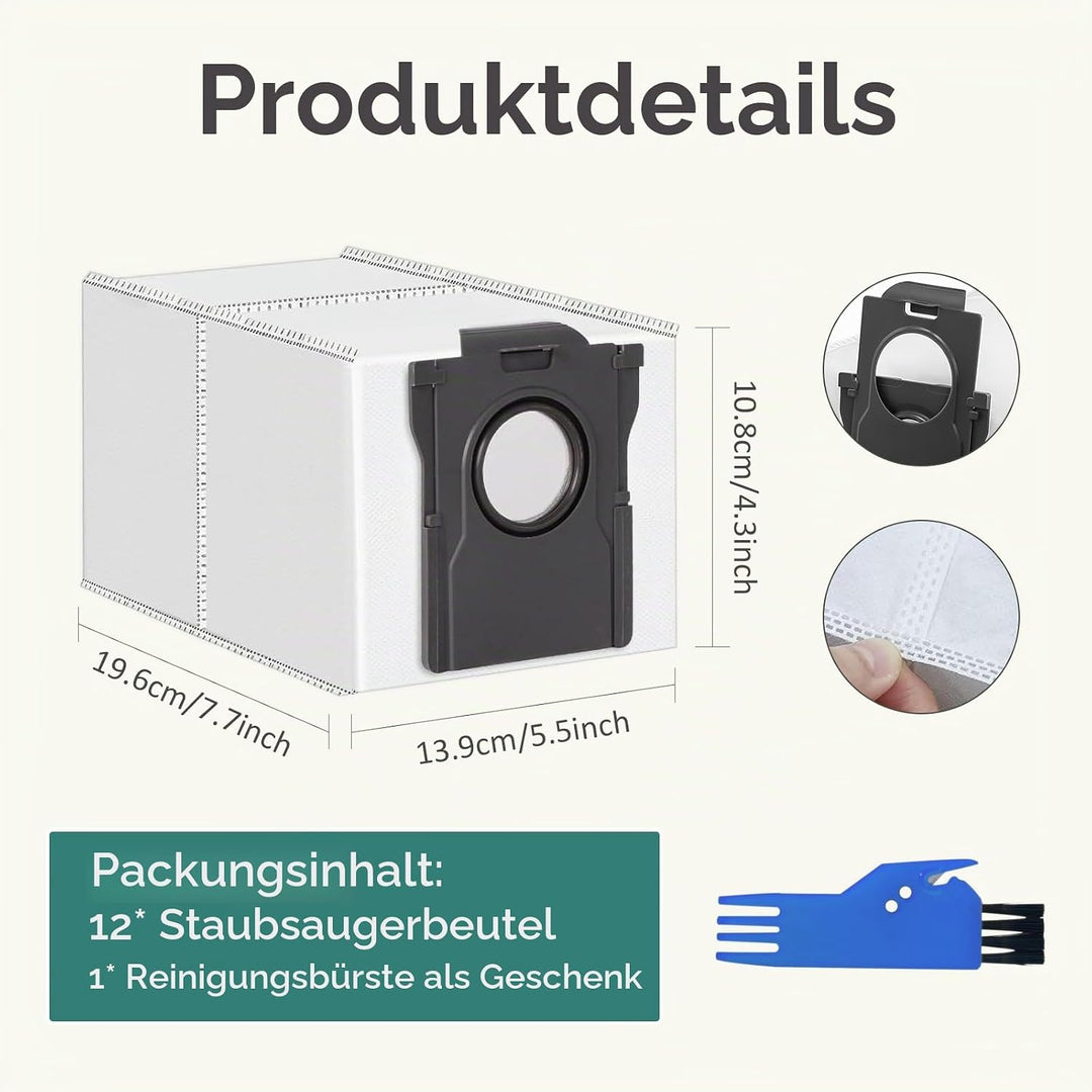 Staubsaugerbeutel für Dreame L20 L40 L50 X30 X40 X50/ Mova P10 E30 P50 Z60 12pack, 12pack