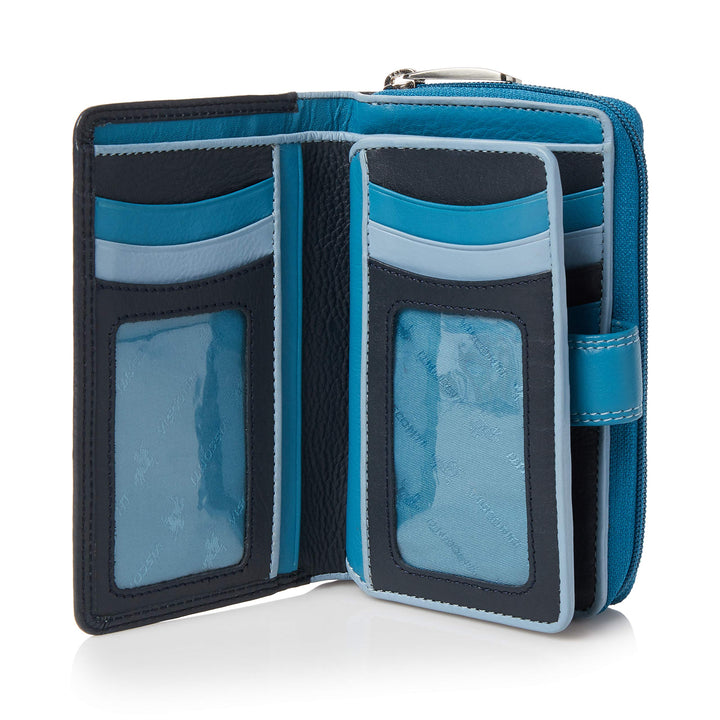 VISCONTI Leder Portemonnaie Damen RFID Schutz Geldbeutel Damen Geldbörse Bifold Mehrfarbig Portmonee