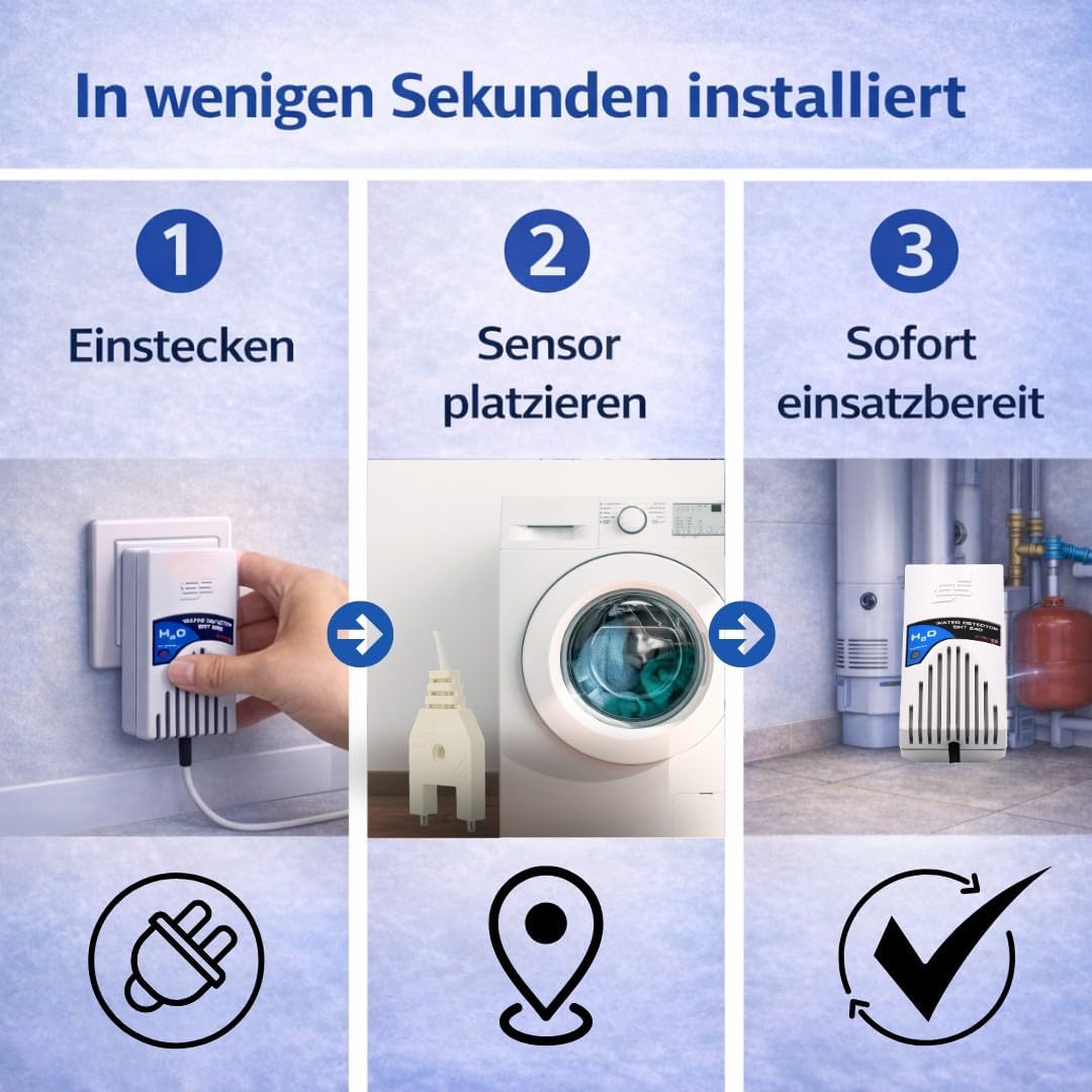 Schabus 300240 Wassermelder mit externem Sensor, netzbetrieben