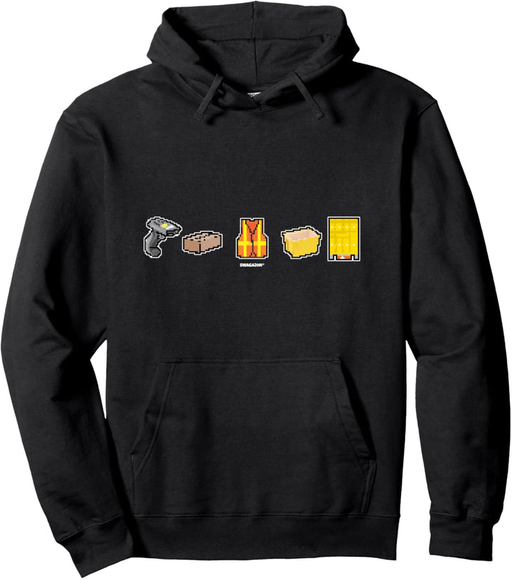 Pixel Art Vest Scanner Tote Coworker Swagazon Associate Pullover Hoodie