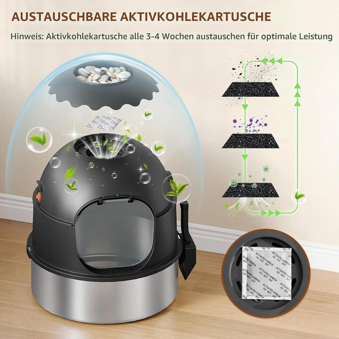 Katzenklo Edelstahl, Katzenklo Blumentopf, Schwarz
