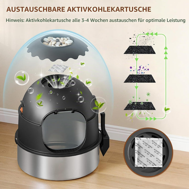 Katzenklo Edelstahl, Katzenklo Blumentopf, Schwarz