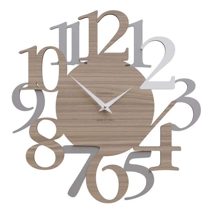 CalleaDesign Russell Wanduhr Weiss Canaletto-Walnuss Aluminium Elegantes Originelles Hochwertig 45 c