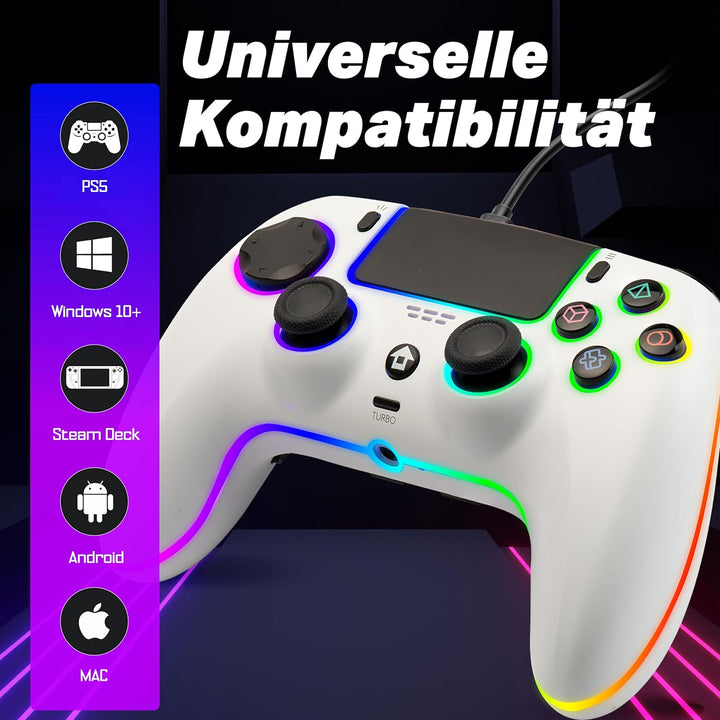 NITHO Wired Controller Kompatibel mit PS5/PS4/PC/Android, Gamepad mit Hall-Effekt Joysticks, Program