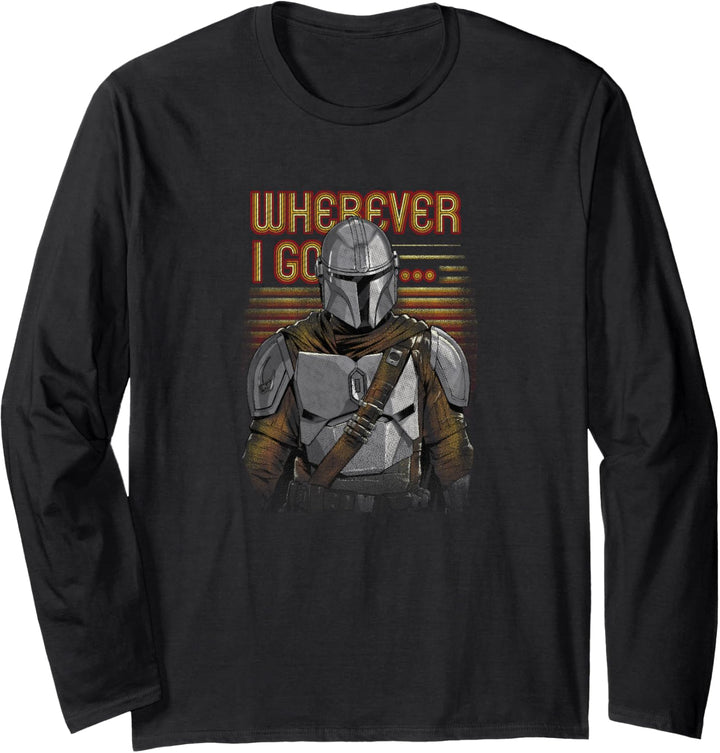 Star Wars: The Mandalorian Wherever I Go Gradient Lines Langarmshirt