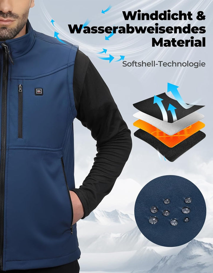 KEMIMOTO Beheizbare Weste mit App Funktion, Heizweste Herren und Damen, mit 10000mAh Akku, beheizte