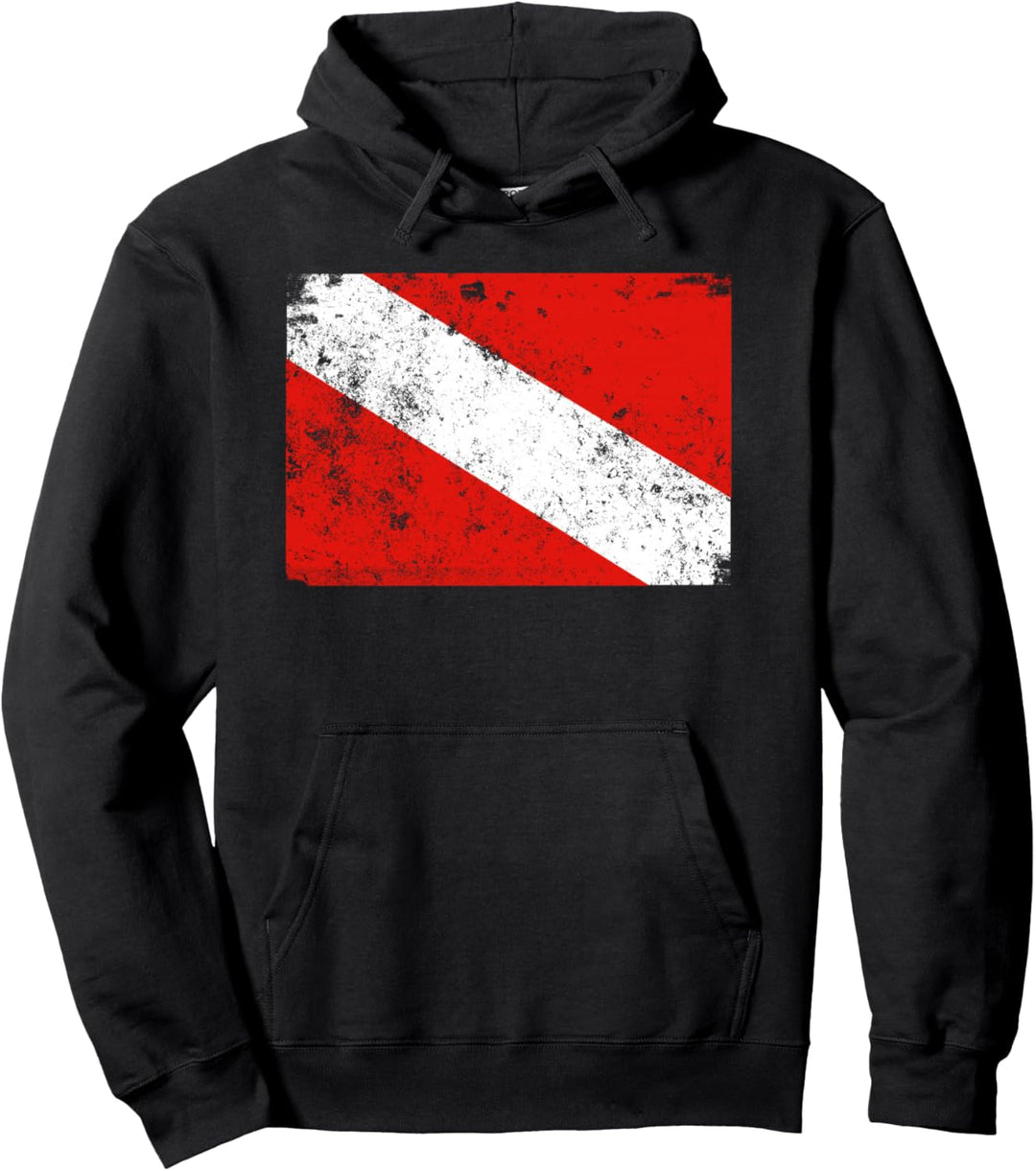 Tauchflagge Vintage getragen Tauchen Pullover Hoodie