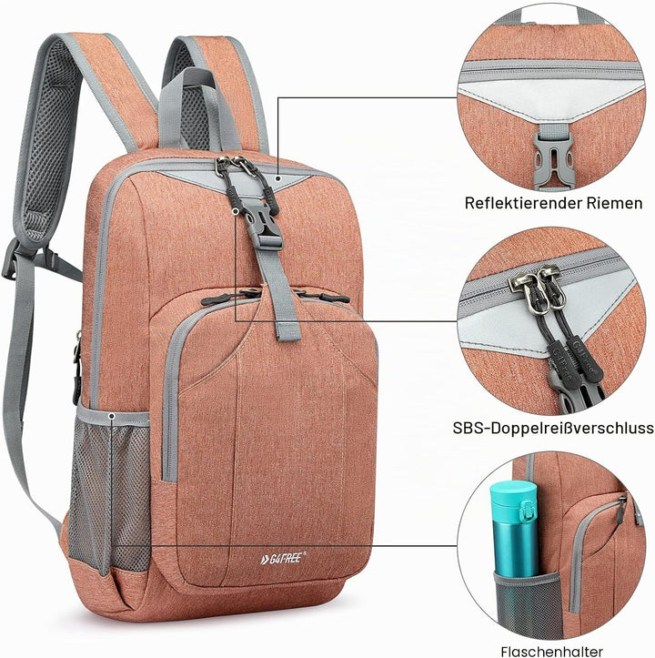 G4Free 10L Rucksack Klein, Wanderrucksack Damen, Mini Rucksack Herren 10 l Hell Orange, 10 l Hell Or