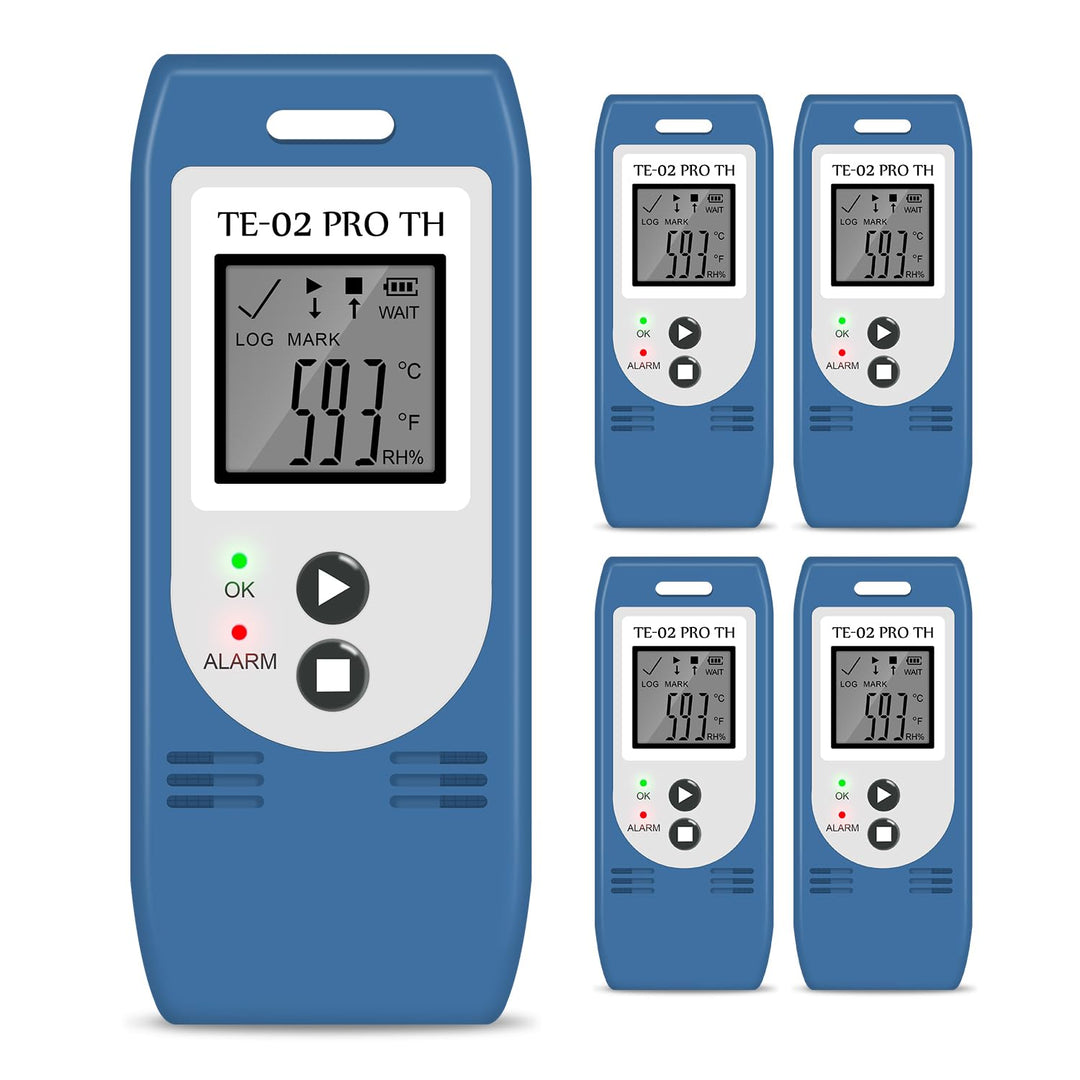 ThermElc TE-02 Pro TH Datenlogger Temperatur Luftfeuchtigkeitmit automatischen CSV PDF Berichten, Ve
