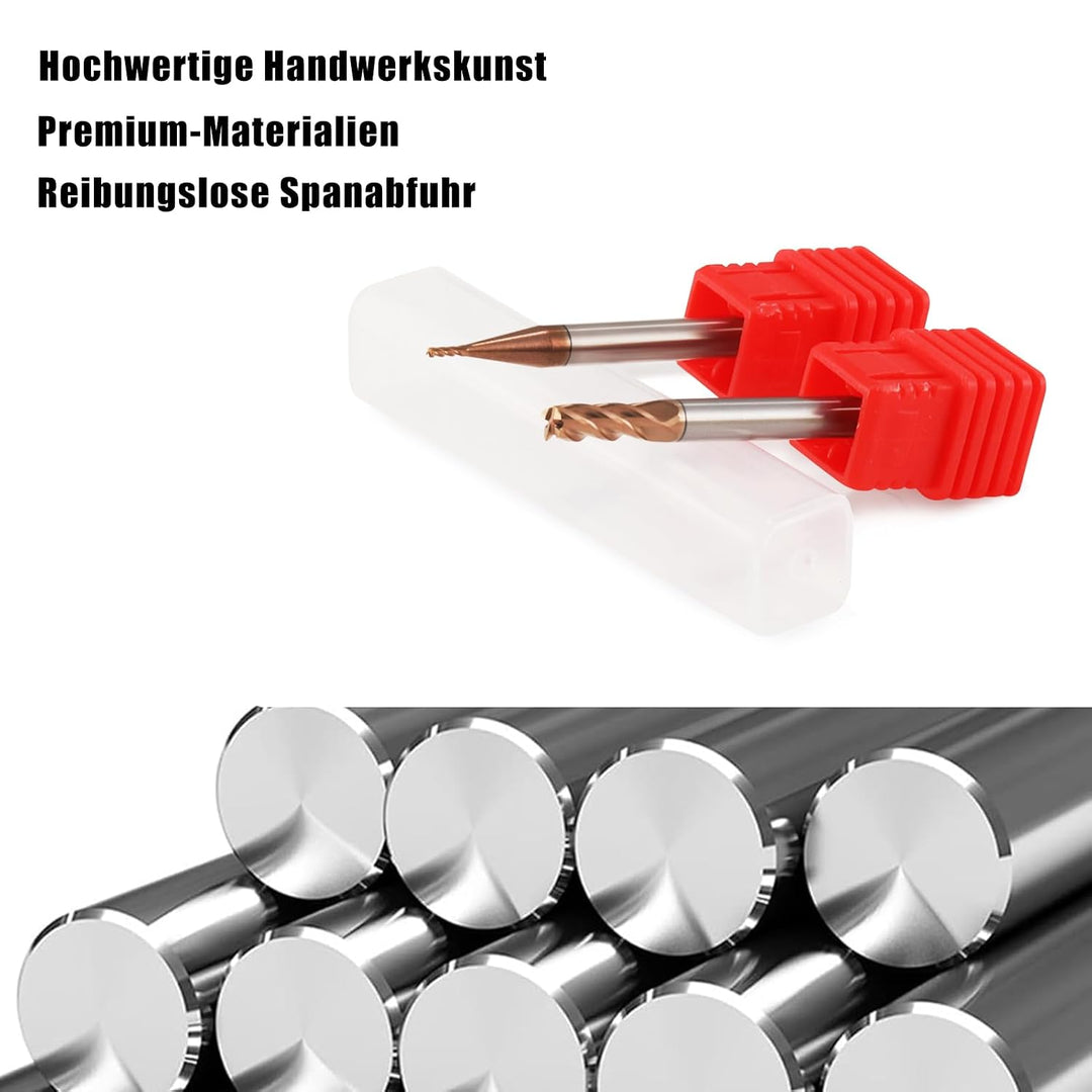 5 Stück VHM Fräser Schaftfräser Hartmetal, AlTiN beschichtet 55 HRC 4 Schneiden, bohren, fräsen, sch