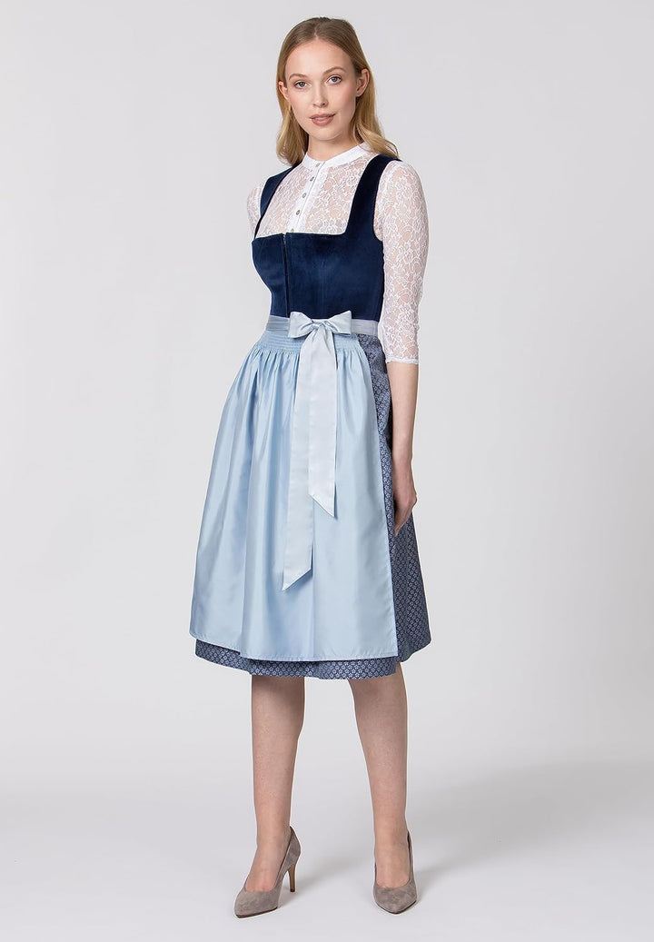 Stockerpoint Damen Dirndl Aida Kleid für besondere Anlässe 40 Blau, 40 Blau