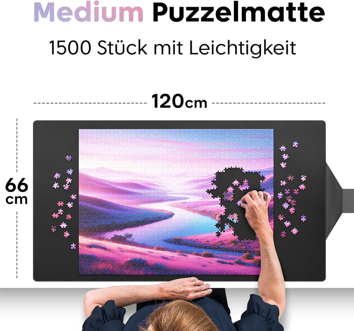 Puzzlup Puzzlematte bis 1500 Teile - 66 x 120 cm - Premium Puzzle Rolle für 500, 1000 und 1500 Teile