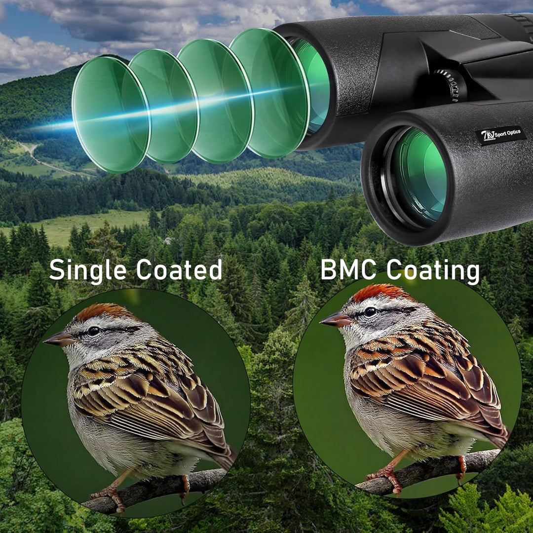 TRV Hochleistungsfernglas 10x42 für Erwachsene mit Bak7-Prisma und BMC-Beschichtung Fernglas für Vog