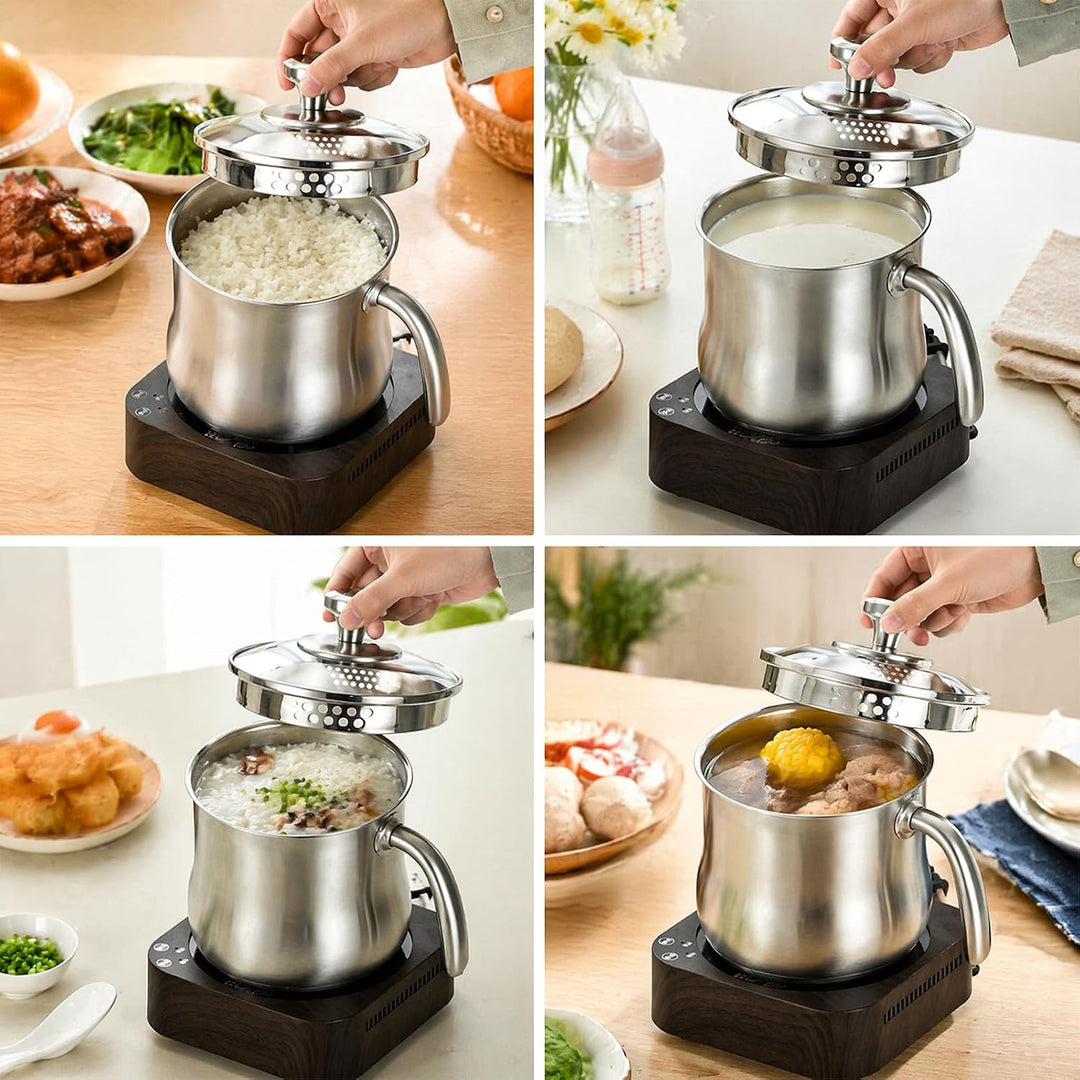 2 Liter Milchtopf Edelstahl mit Deckel und Ausgiesser, Kochtopf Induktion Mit Griff, Simmertopf, Spü